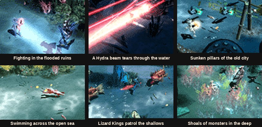 The underwater map Atlans added to Mu Online, with players swimming and fighting