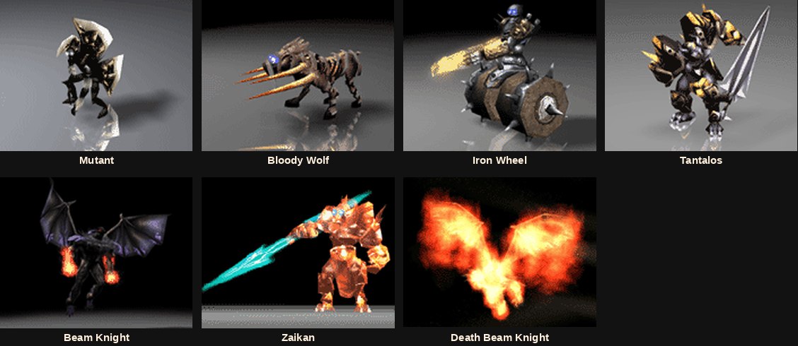 The Tarkan monsters of Mu Online including Zaikan and the Death Beam Knight