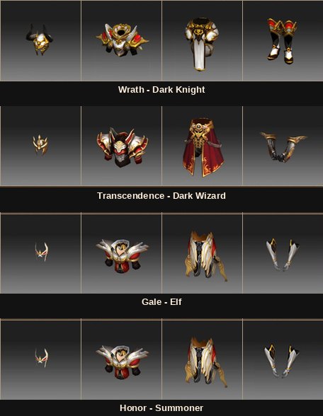 Blood Angel mastery sets for Dark Knight, Dark Wizard, Elf and Summoner