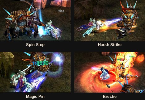 Grow Lancer attack skills Spin Step, Harsh Strike, Magic Pin and Breche in action