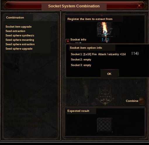 The seed sphere extraction tab showing a mounted level 10 fire sphere