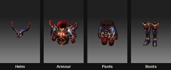 The Awakening Soul Knight set: helm, armour, pants and boots