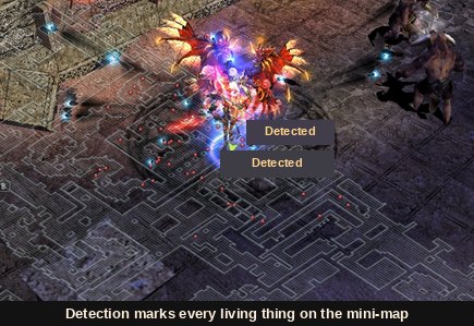 Detection marking nearby monsters on the mini-map