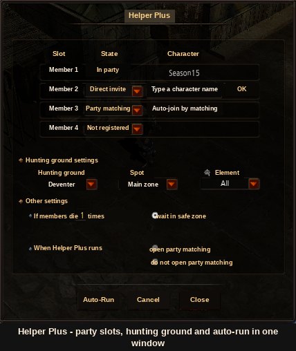 The Helper Plus settings window