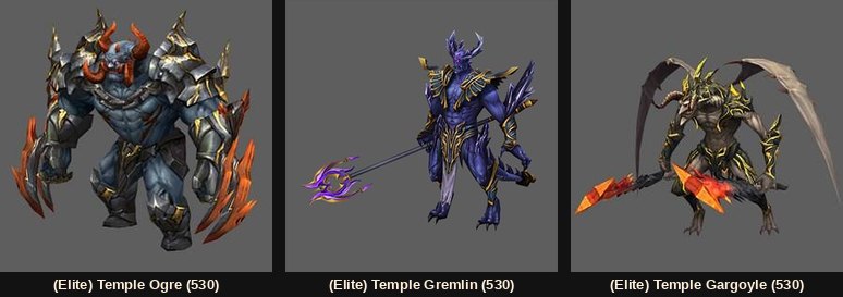 The elite versions of the three temple monsters