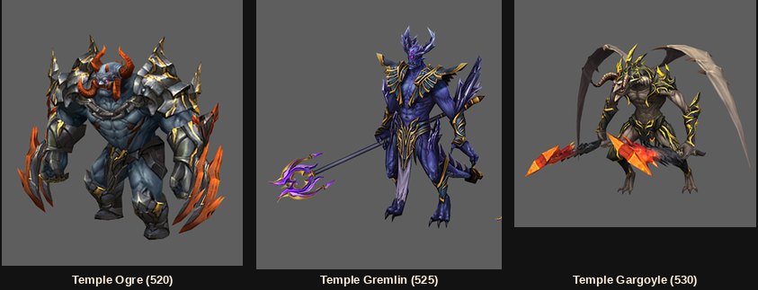 The three Arnil Temple monsters