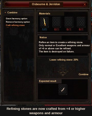 Crafting a refining stone