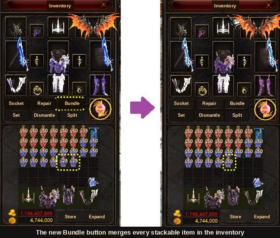 The new Bundle button in the inventory