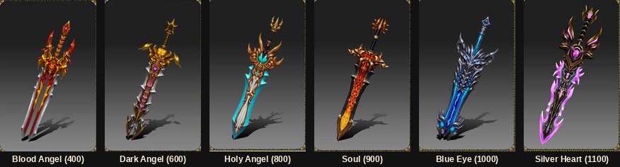 The six Magic Gladiator two-handed swords