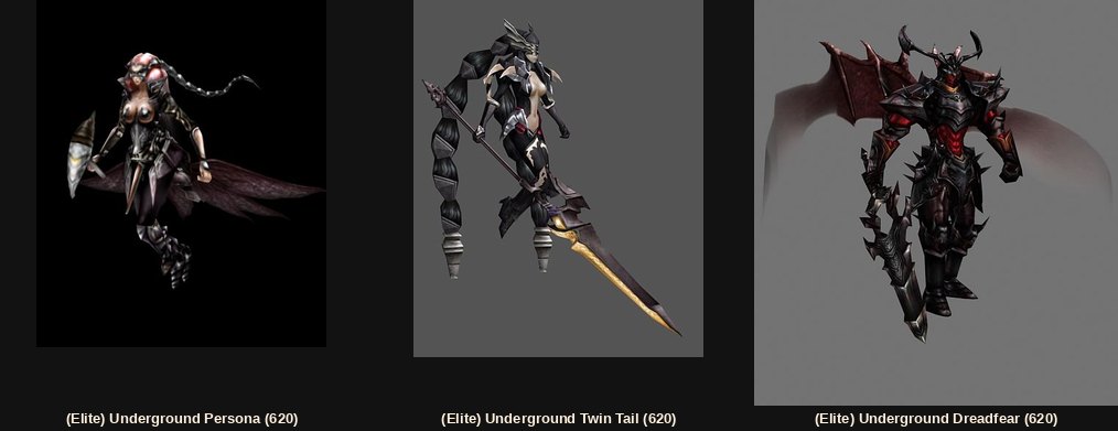 The elite versions of the three underground monsters