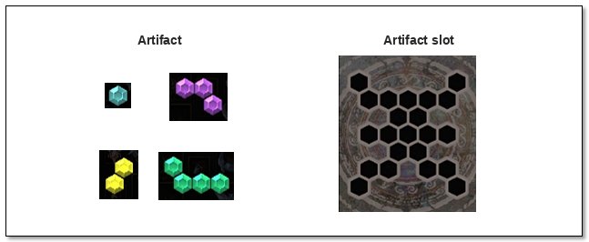 An Artifact and the hexagonal Artifact slot
