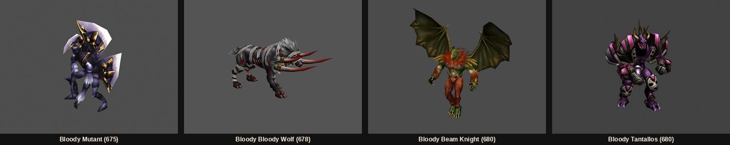 The four Bloody Tarkan monsters