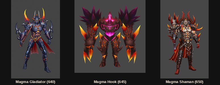 The three Ignis Volcano monsters