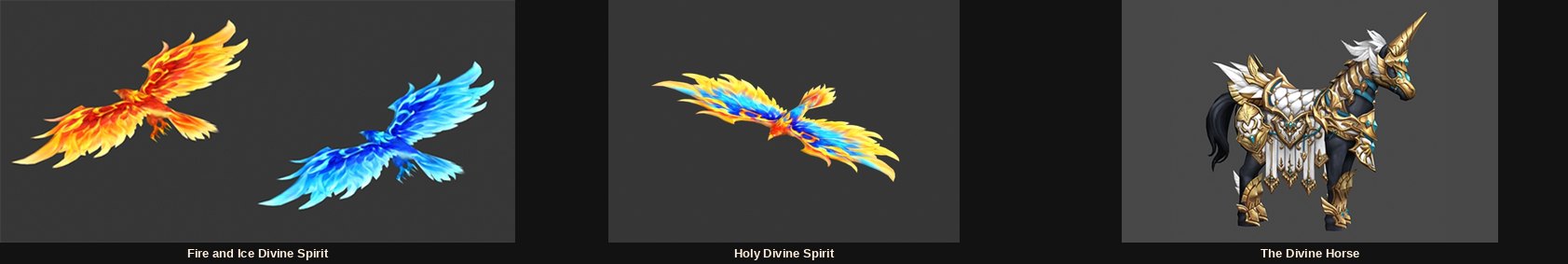 The Fire and Ice Divine Spirits, the Holy Divine Spirit and the Divine Horse