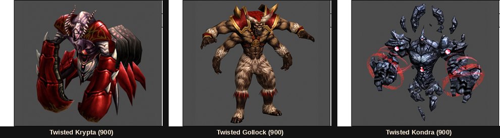 The three Twisted Kalutan monsters