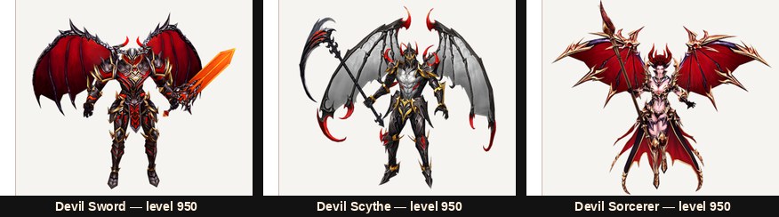 Devil Sword, Devil Scythe and Devil Sorcerer, the Kardamahal monsters