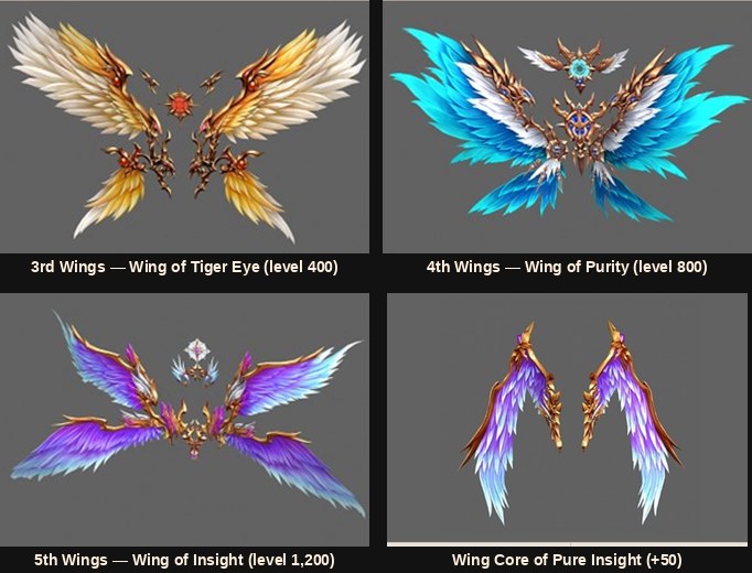 The Alchemist 3rd, 4th and 5th wings and the Wing Core of Pure Insight