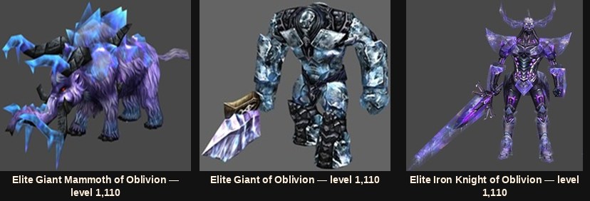The Rakion of Oblivion elite monsters at level 1,110