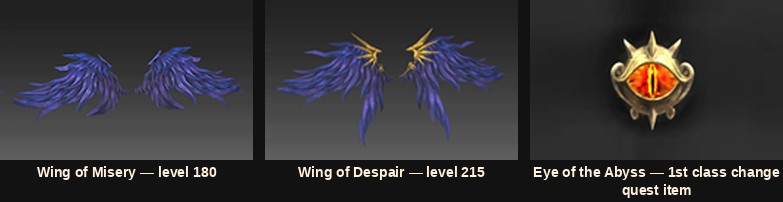 The Summoner's wings and quest item in Mu Online Season 3