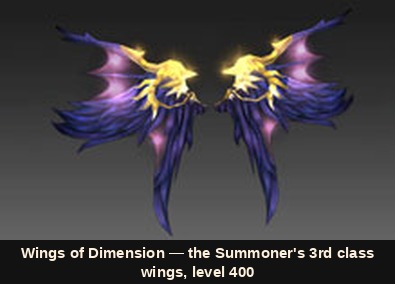 The Wings of Dimension for the Summoner's 3rd class in Mu Online