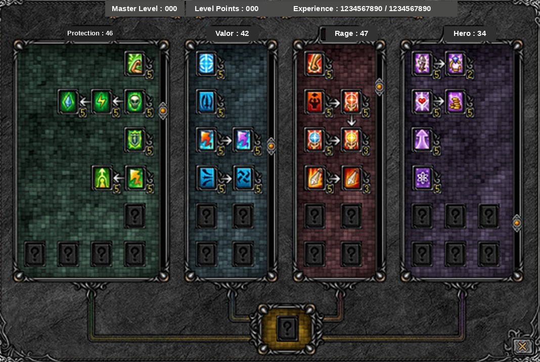 The master skill window with rank 4 revealed in Mu Online Season 4
