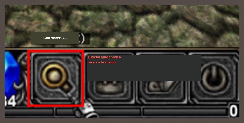 The tutorial quest prompt on a new character's first login in Mu Online