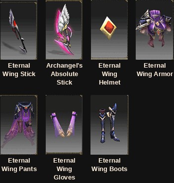 The Eternal Wing set for the Summoner in Mu Online Season 6