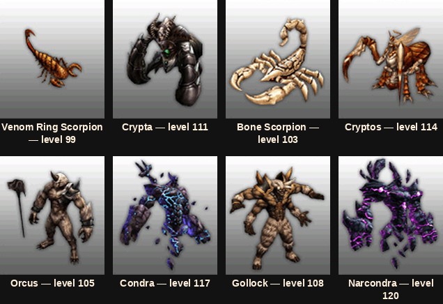 The eight Kalutan monsters added in Mu Online Season 6