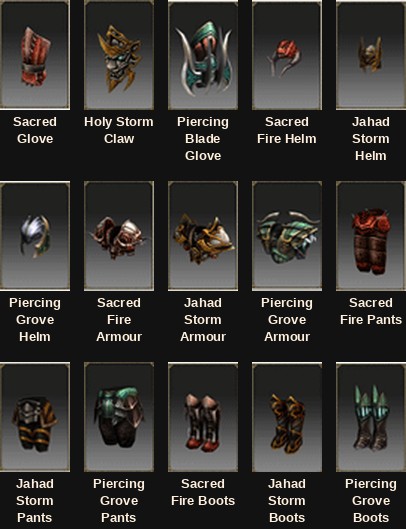 The fifteen Rage Fighter exclusive items added in Mu Online Season 6