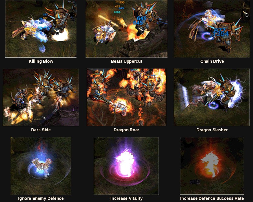 The Rage Fighter's nine signature skills in Mu Online Season 6