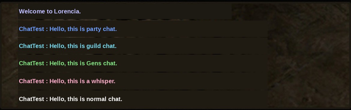 The updated chat text colours in Mu Online Season 7